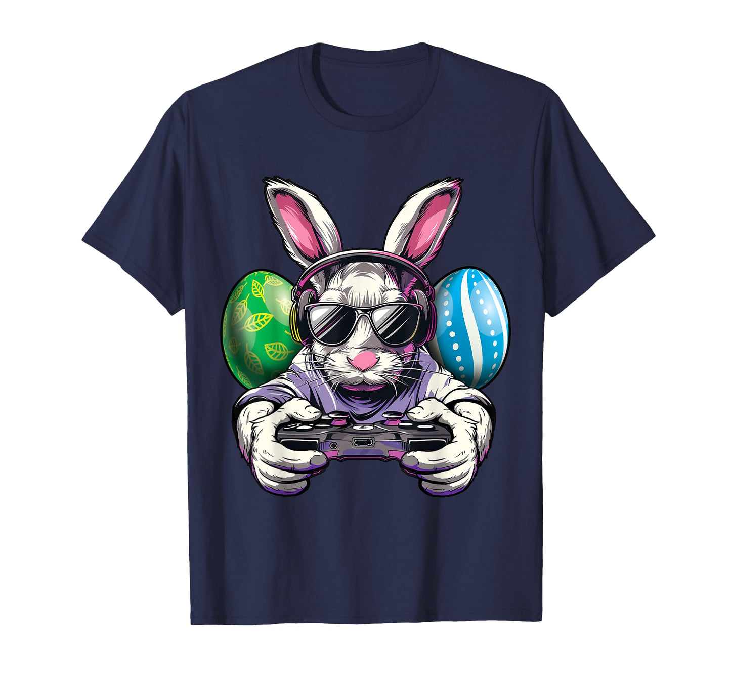 Easter Bunny Plays Video Game With Eggs Boys Kids Gamer T-Shirt