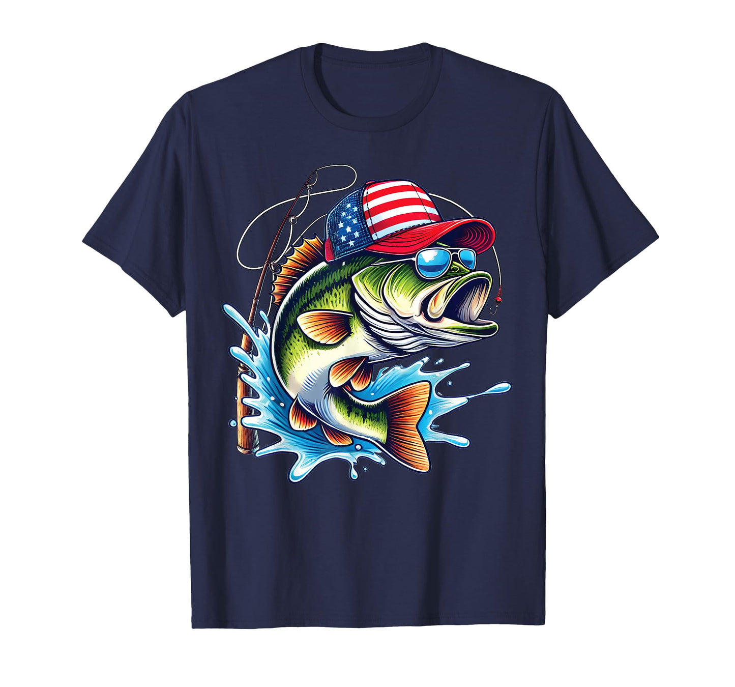 American Flag Fishing Lovers Fisherman Funny Fishing USA T-Shirt