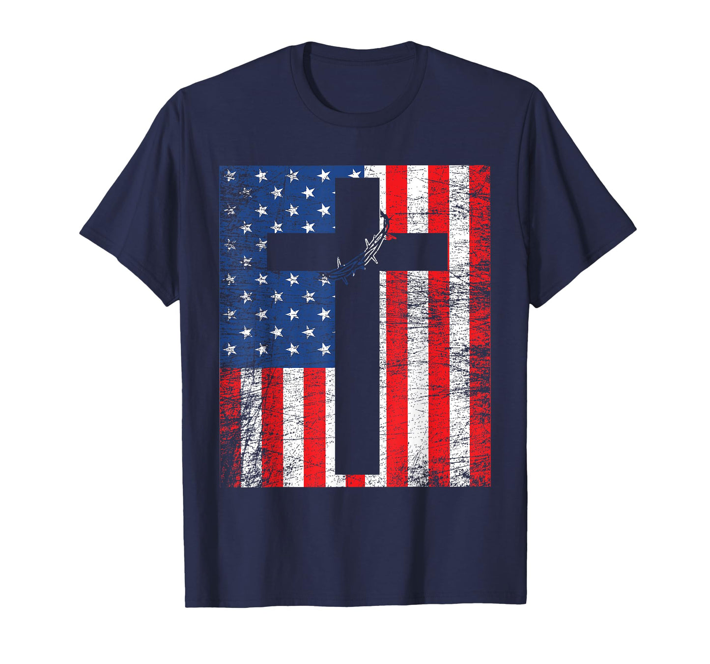 American Flag Jesus Stripes Patriotic Christian T-Shirt Women Men T-Shirt