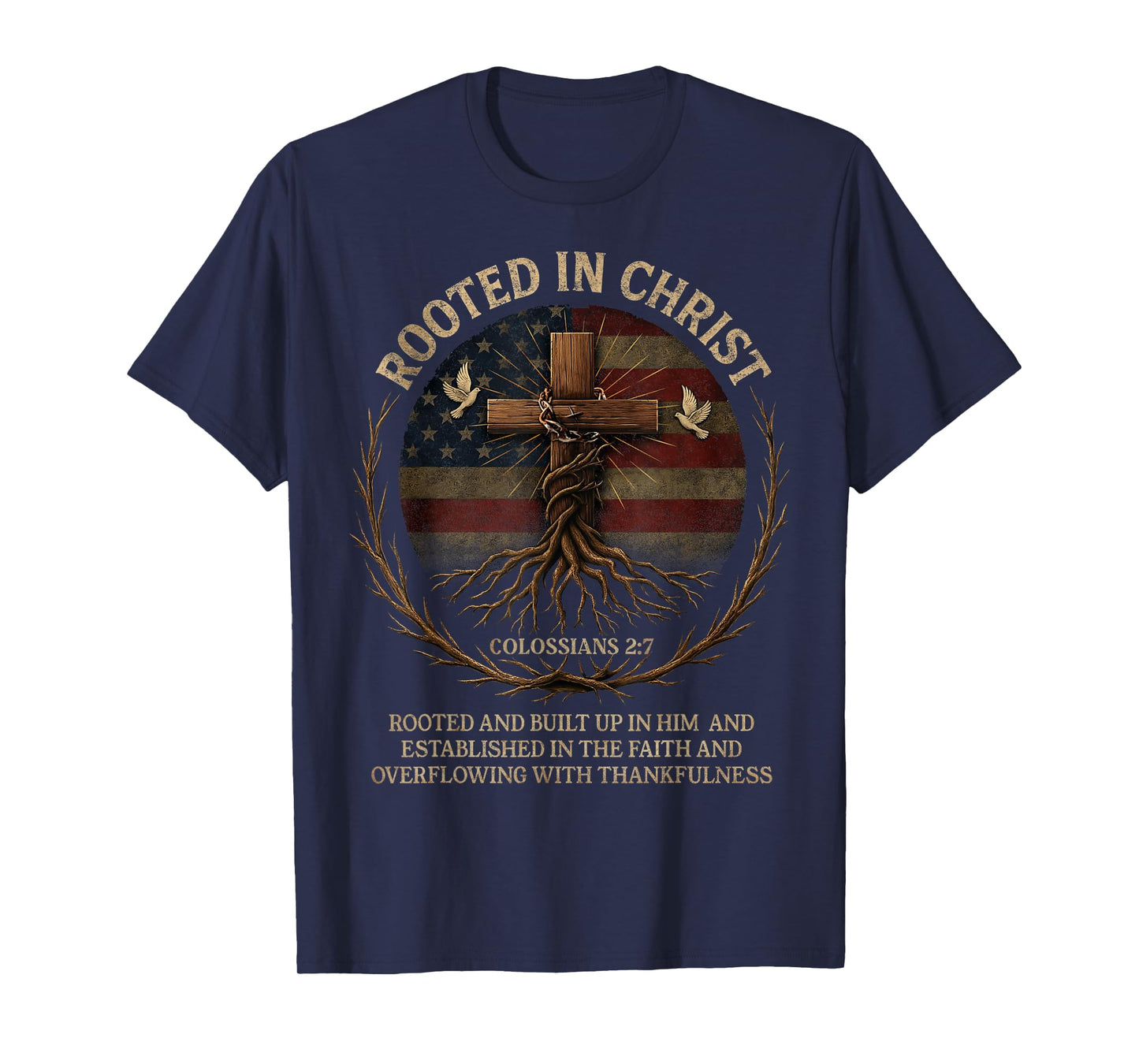 Rooted in Christ Shirt, Jesus Shirts, Cross Christian T-Shirt