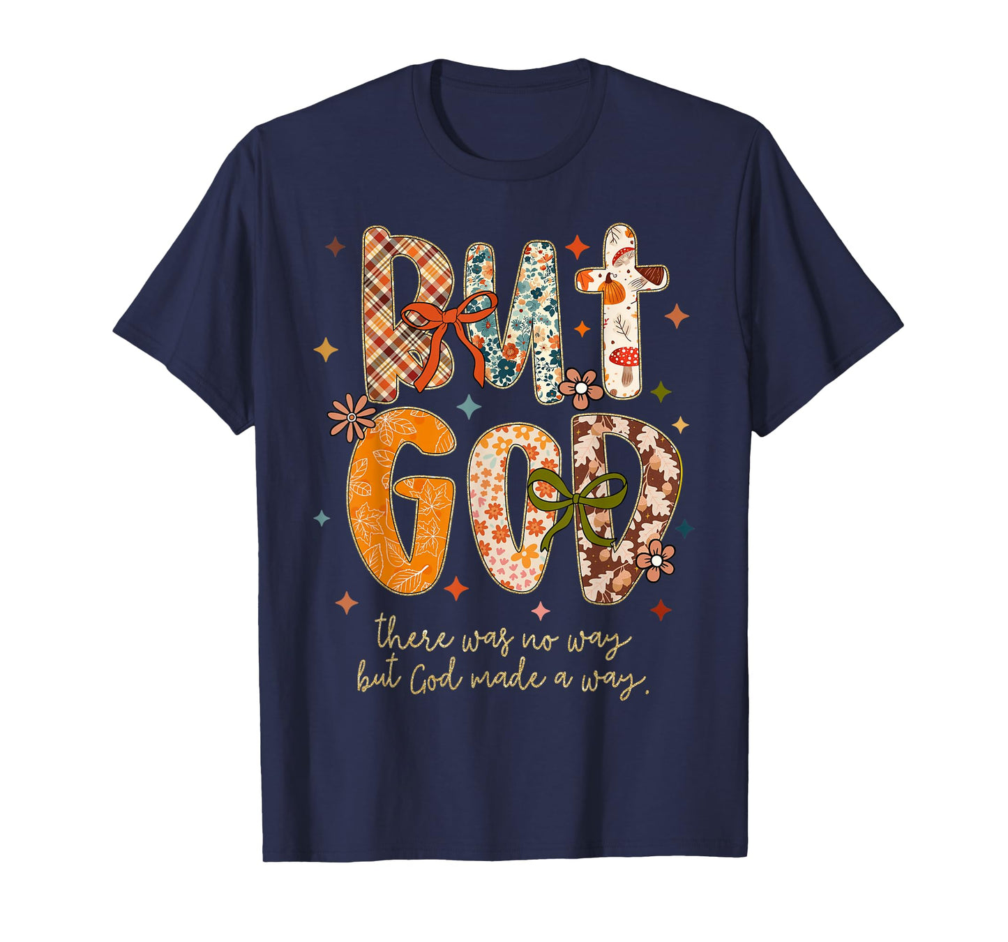 But God Christian Fall Autumn Thankful Floral Coquette Bow T-Shirt