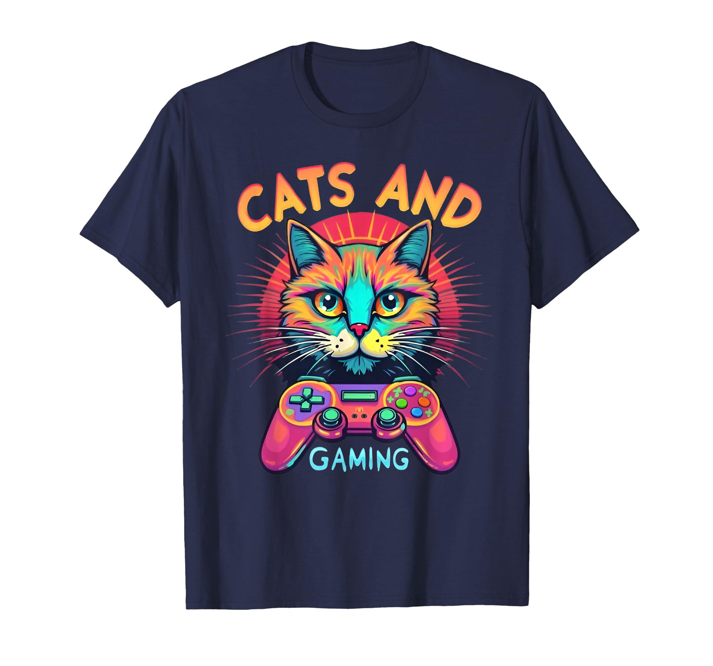 Cats And Gaming Funny Cat Lover Gaming Video Game Player Men Women Kids T-Shirt
