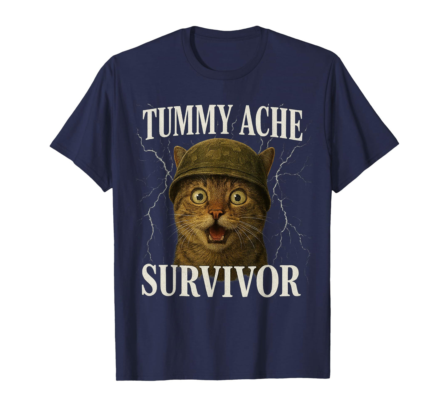 Funny Saying Cat Tummy Ache Survivor Meme Survived Today's T-Shirt