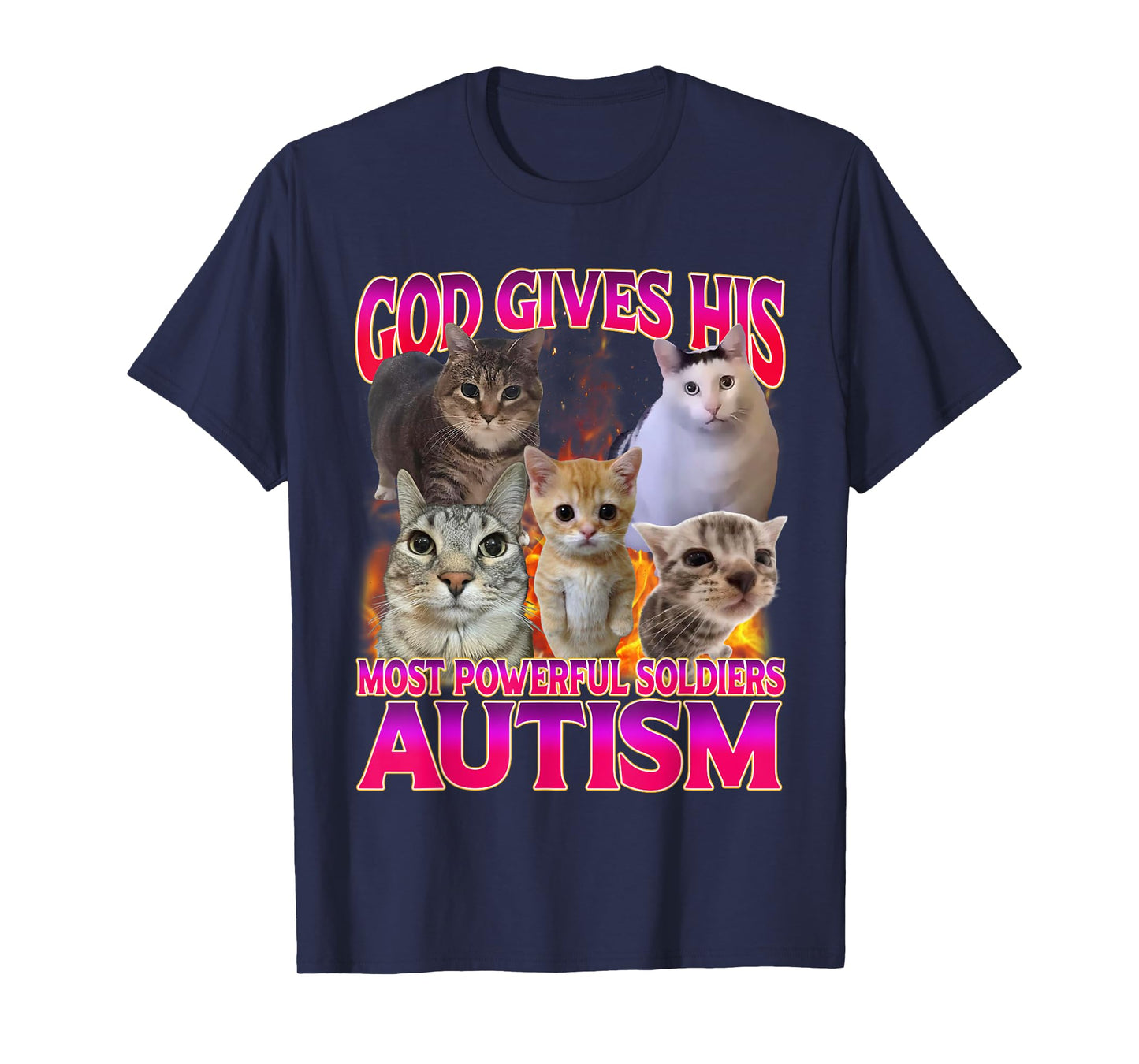 God Gives His Most Powerful Autism Funny Offensive Cat Meme T-Shirt