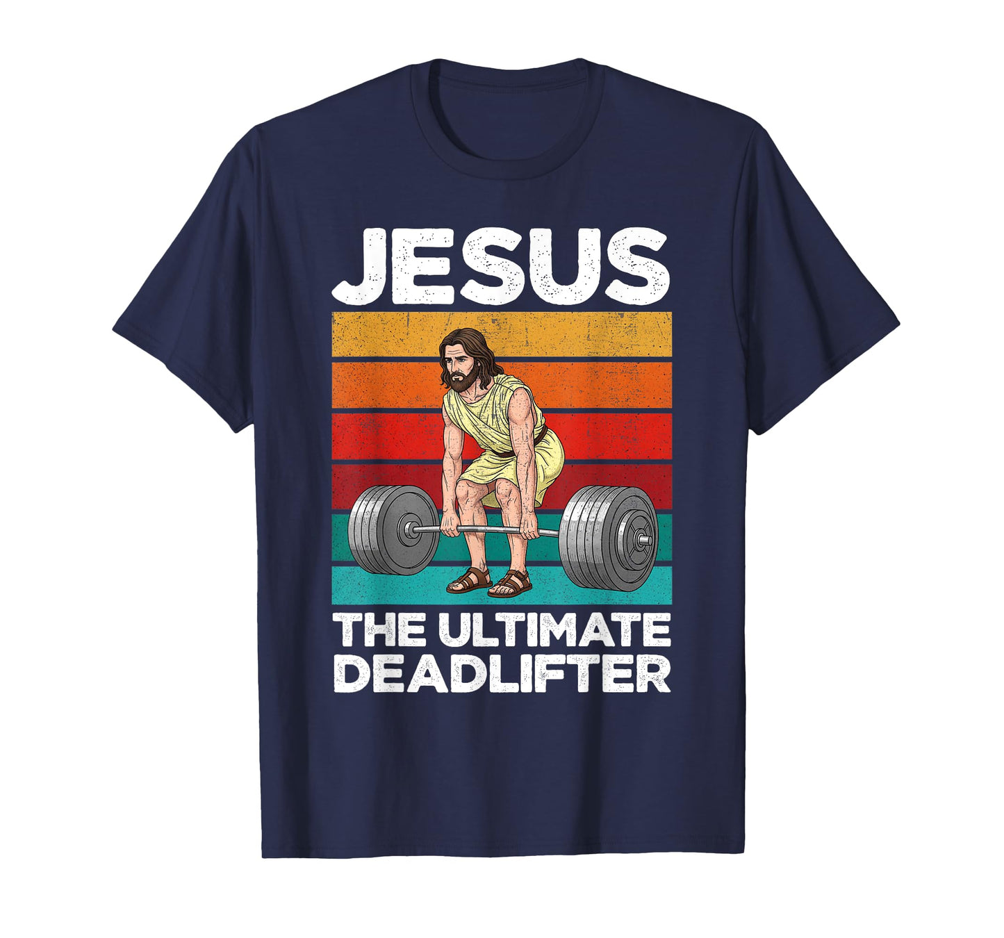 Vintage Jesus The Ultimate Deadlifter Funny Gym Bodybuliding T-Shirt