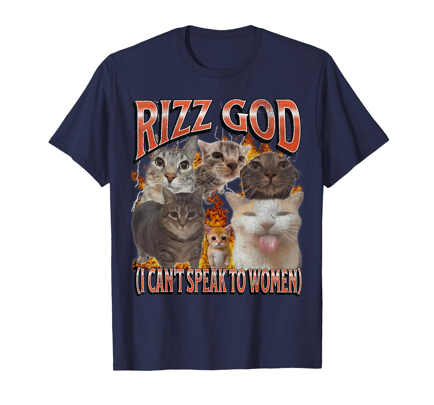 Rizz God I Can't Speak To Women Funny Cat Meme Bootleg T-Shirt