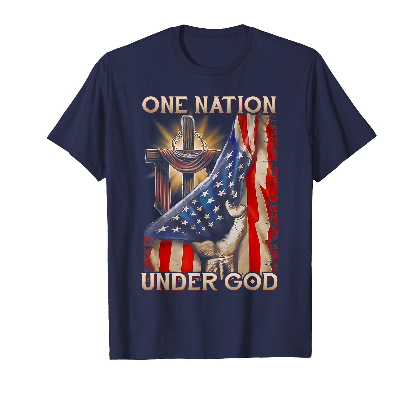 One Nation Under God US Flag 4th Of July Patriotic Christian T-Shirt