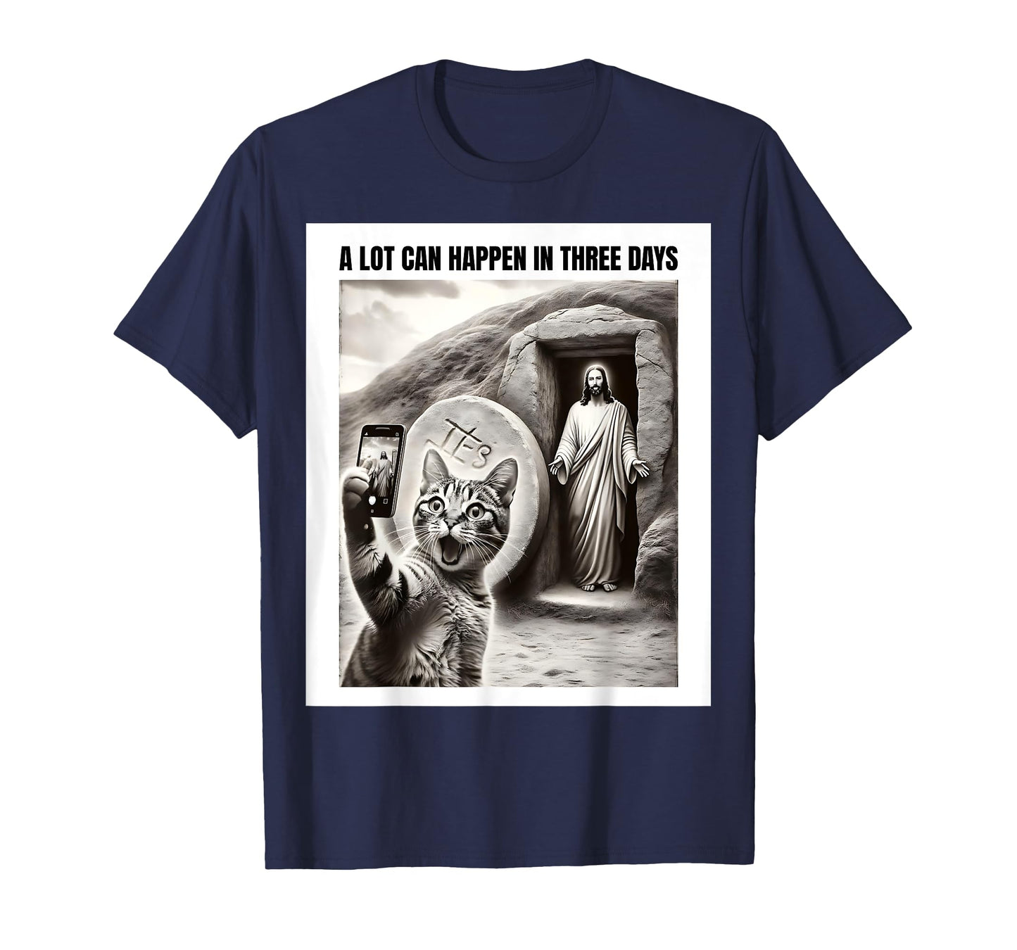 Easter Meme Cat Taking Selfie Jesus Resurrection Christian T-Shirt for Men Women Girls Kids