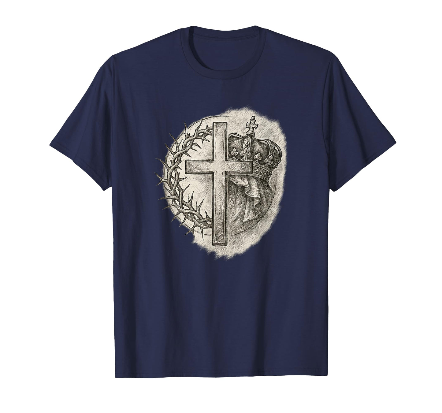 Cross with Crown of Thorns and Royal Christian Art T-Shirt