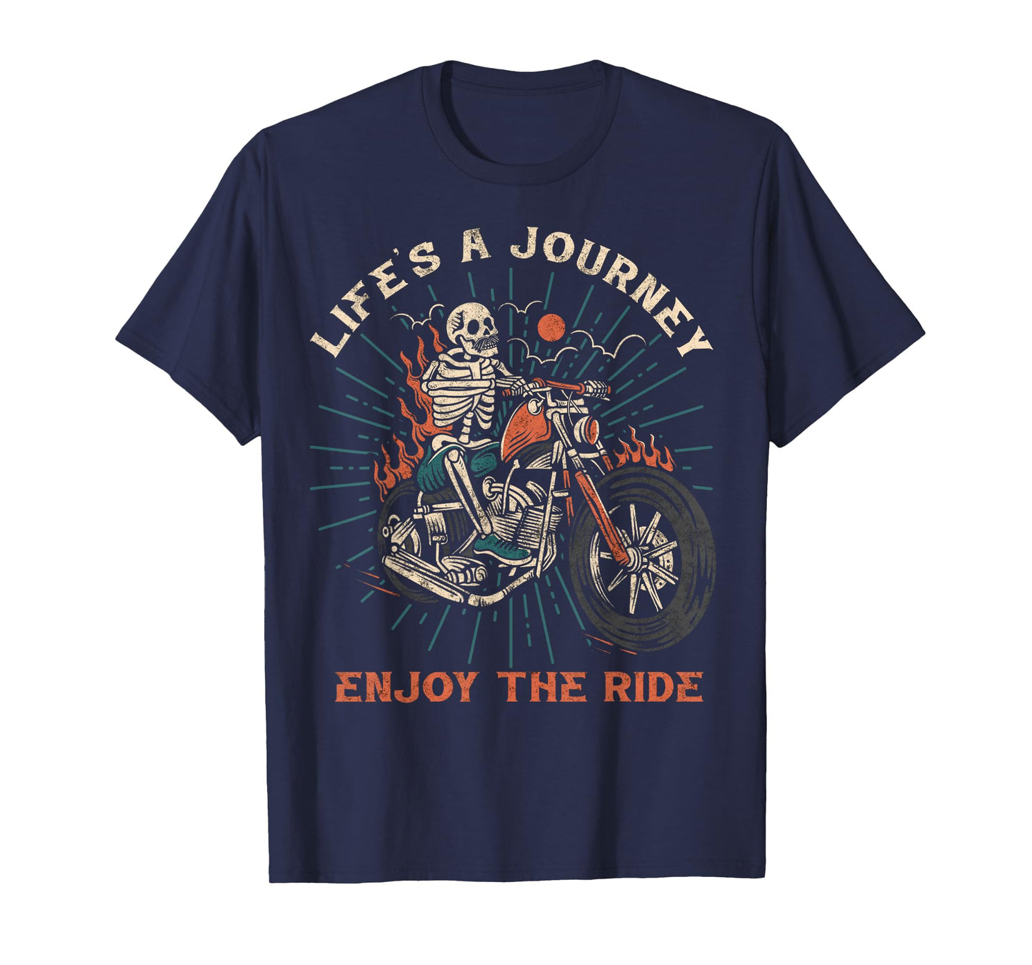 Life is a Journey Enjoy the Ride Motorcycle Biker Skeleton T-Shirt