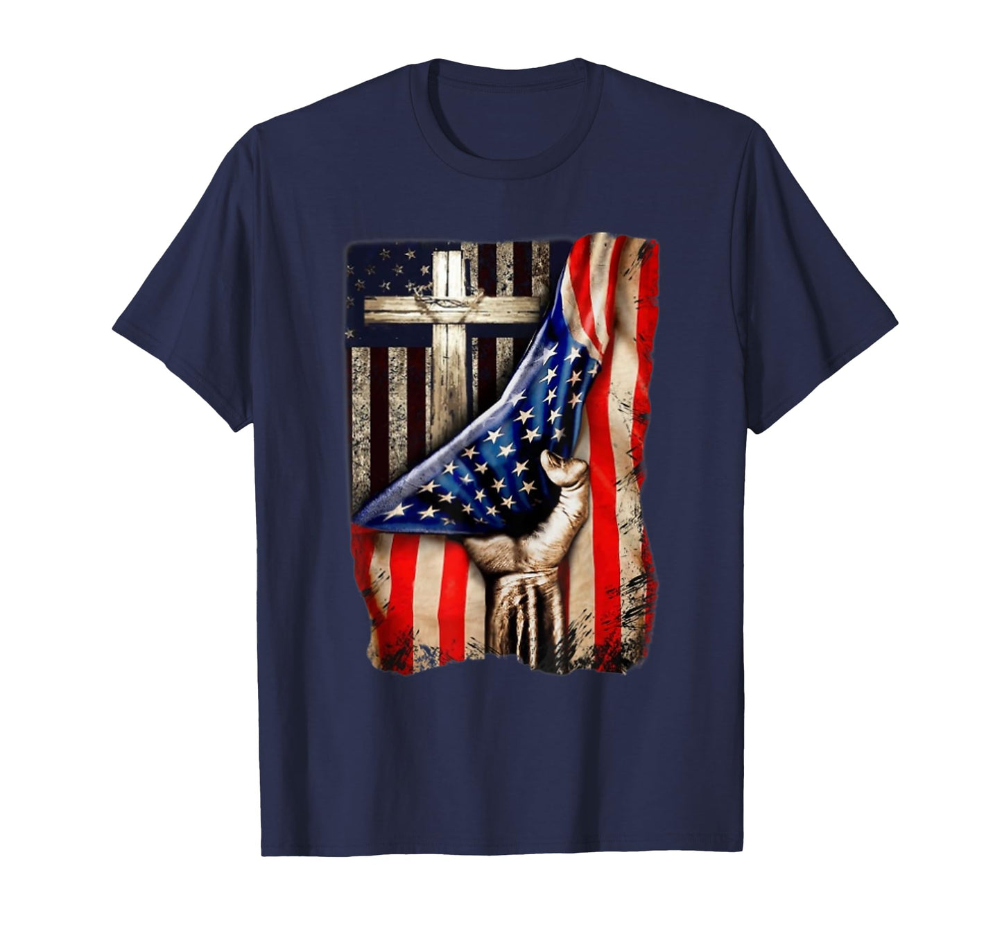 Cross Christian American Flag Hand Pride T-Shirt