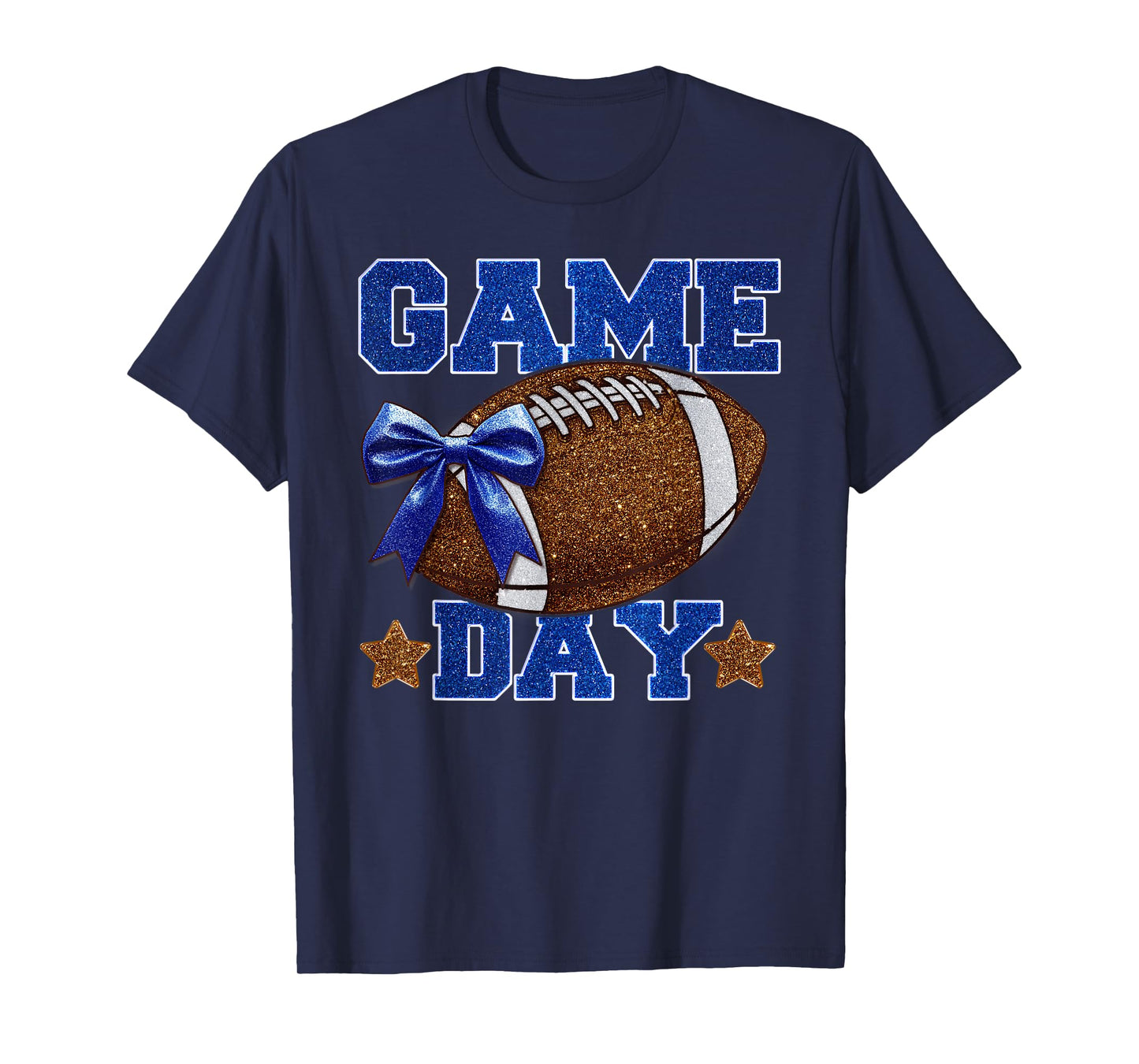 Game Day Football Season Football Mama Girl Blue Gold Vibes T-Shirt