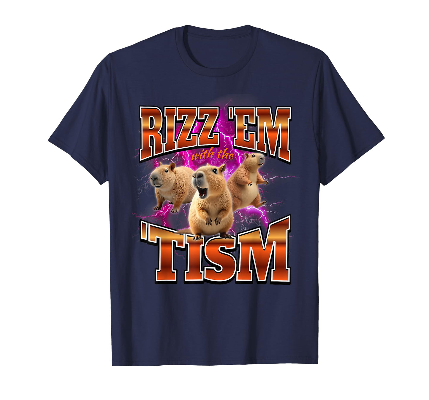 Autism Capybara Rizz Em With The Tism Brainrot Funny Meme T-Shirt