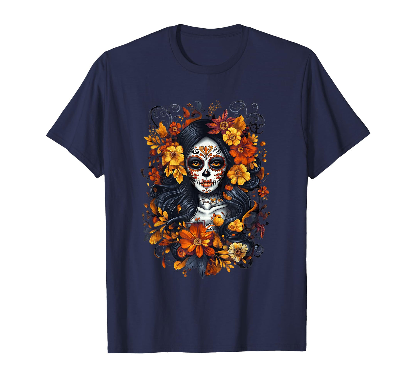 De Los Muertos La Catrina Day Of Dead Sugar Skull Halloween T-Shirt