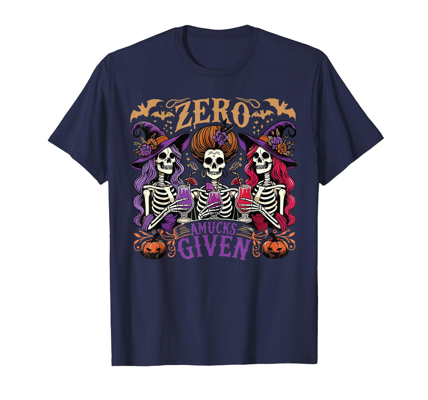 Funny Zero Amucks Given Cute Amuck With Bat Halloween Witch T-Shirt