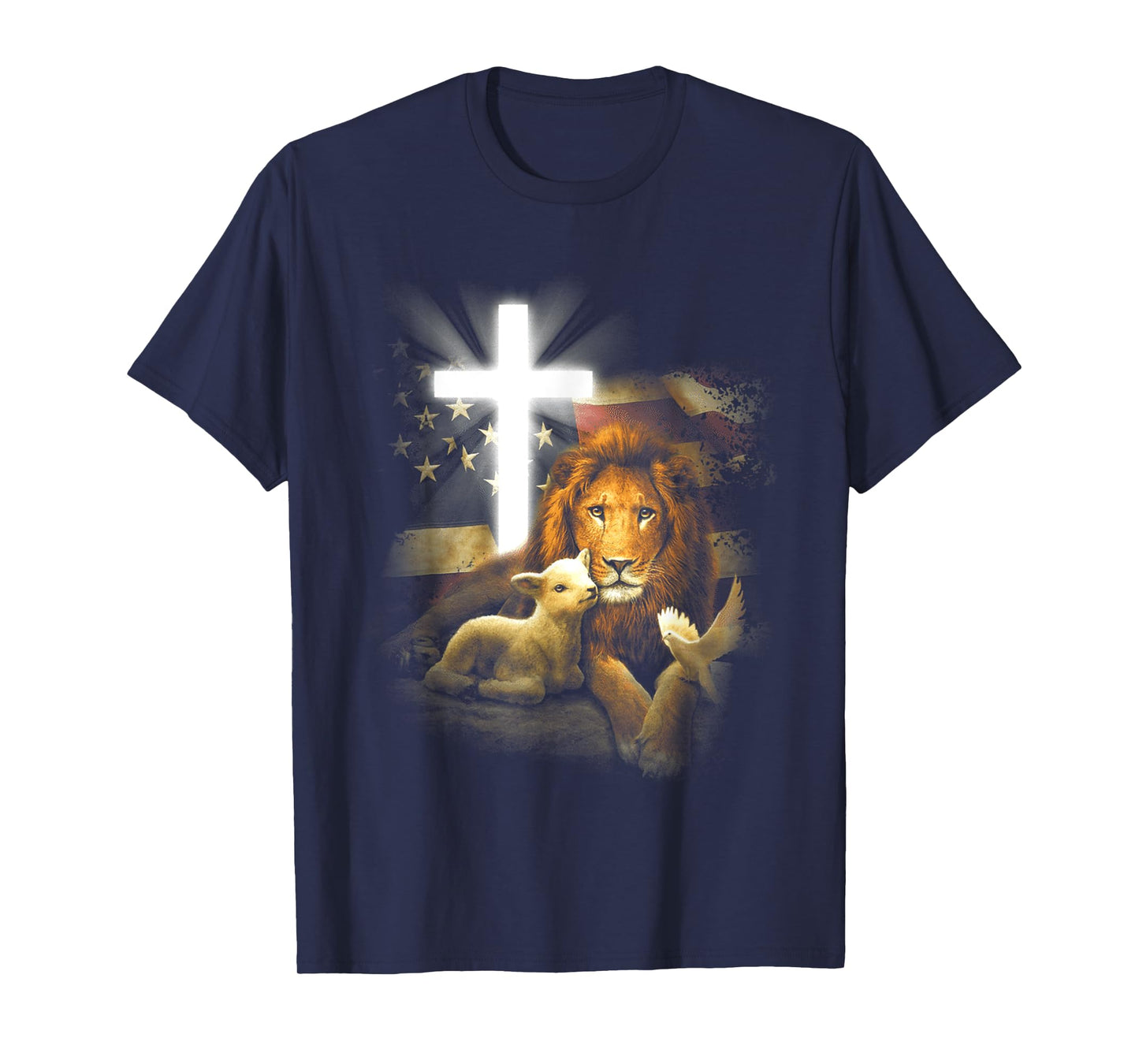 Lion And Lamb Cross Jesus Christ T-Shirt