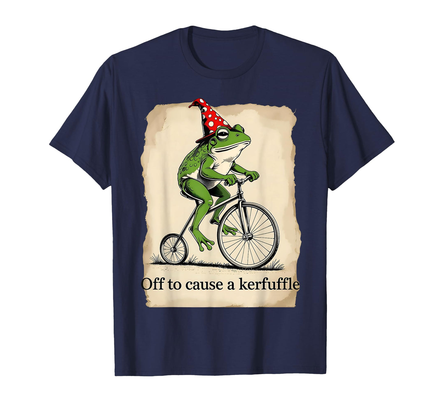 Funny Frog Riding Penny-Farthing Off to Cause a Kerfuffle T-Shirt