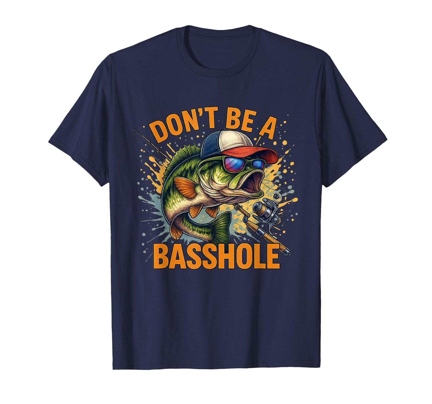 Don't Be A Basshole Bass Fish Funny Fishing Watercolor T-Shirt