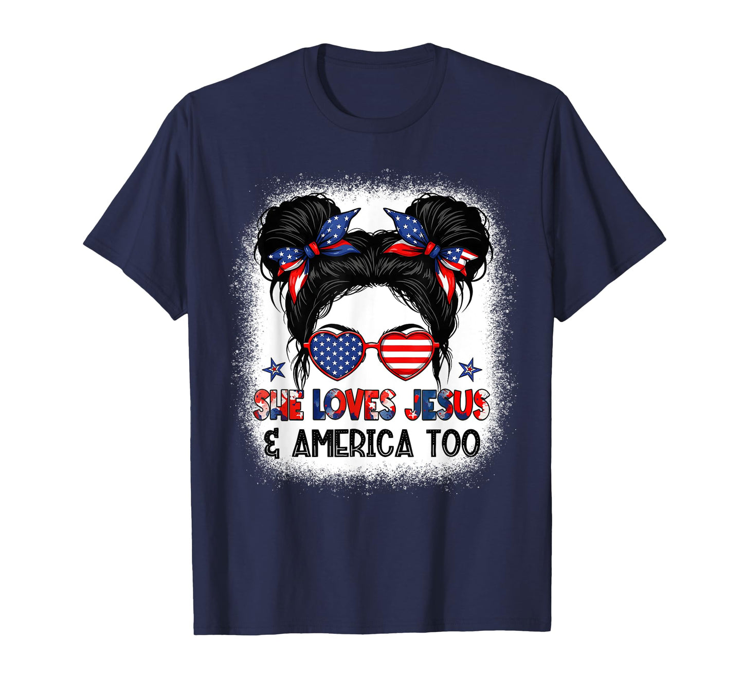American Flag She Loves Jesus & America Too Christian Jesus T-Shirt