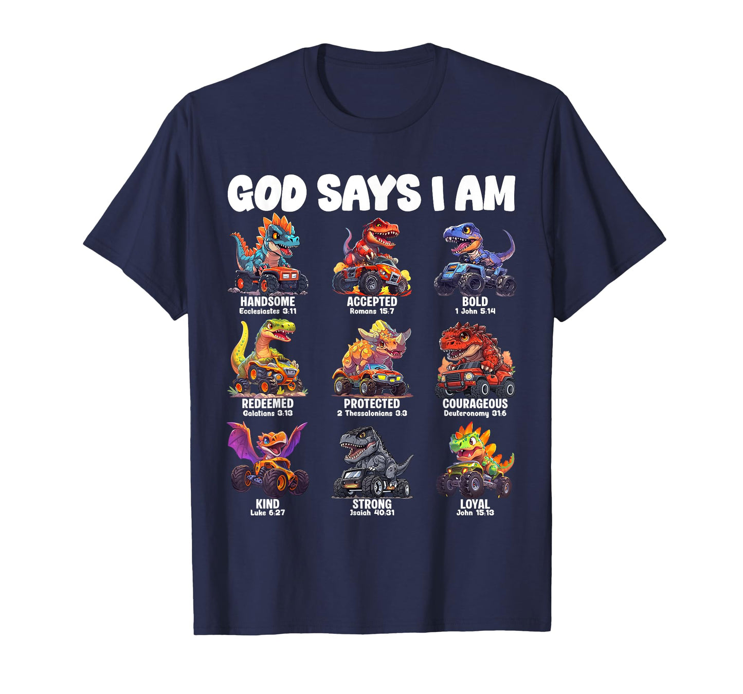 God Says I Am Christian Religion Dinosaur Teenager Boys T-Shirt
