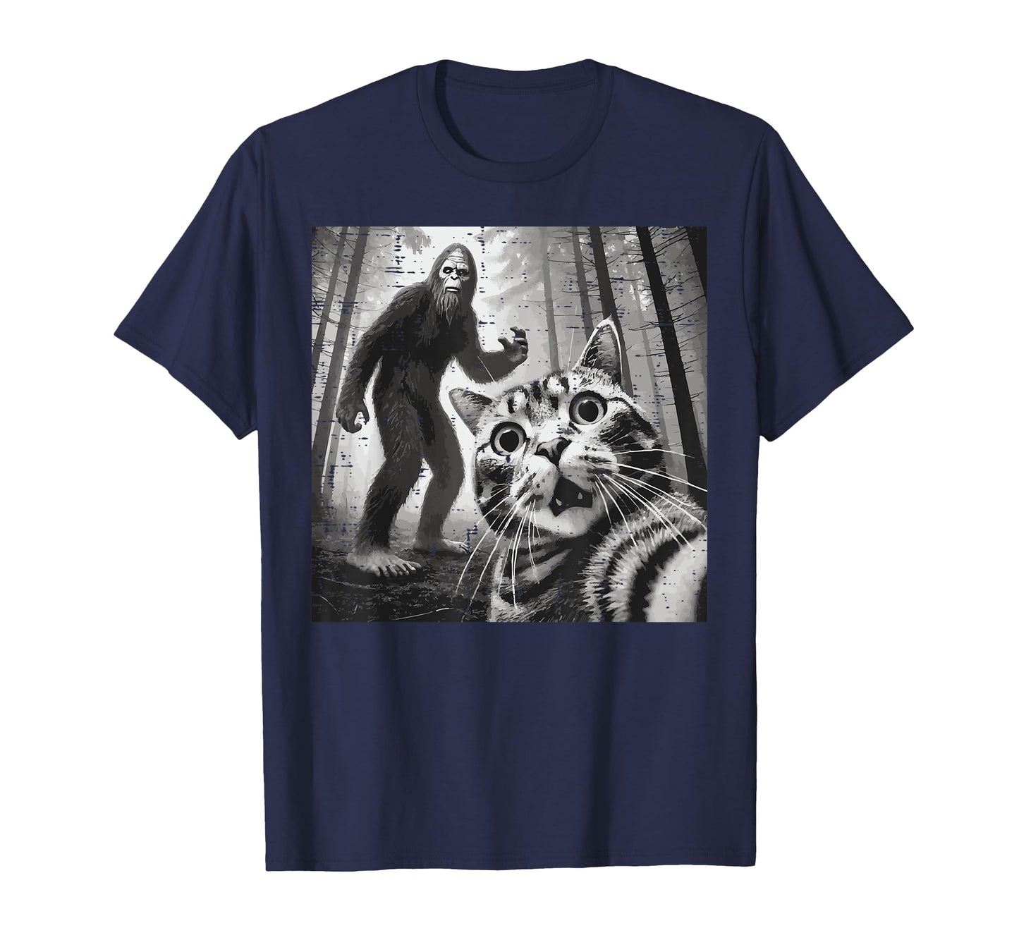 Cat Bigfoot Selfie Funny Meme Sasquatch Men Boys Kids Women T-Shirt