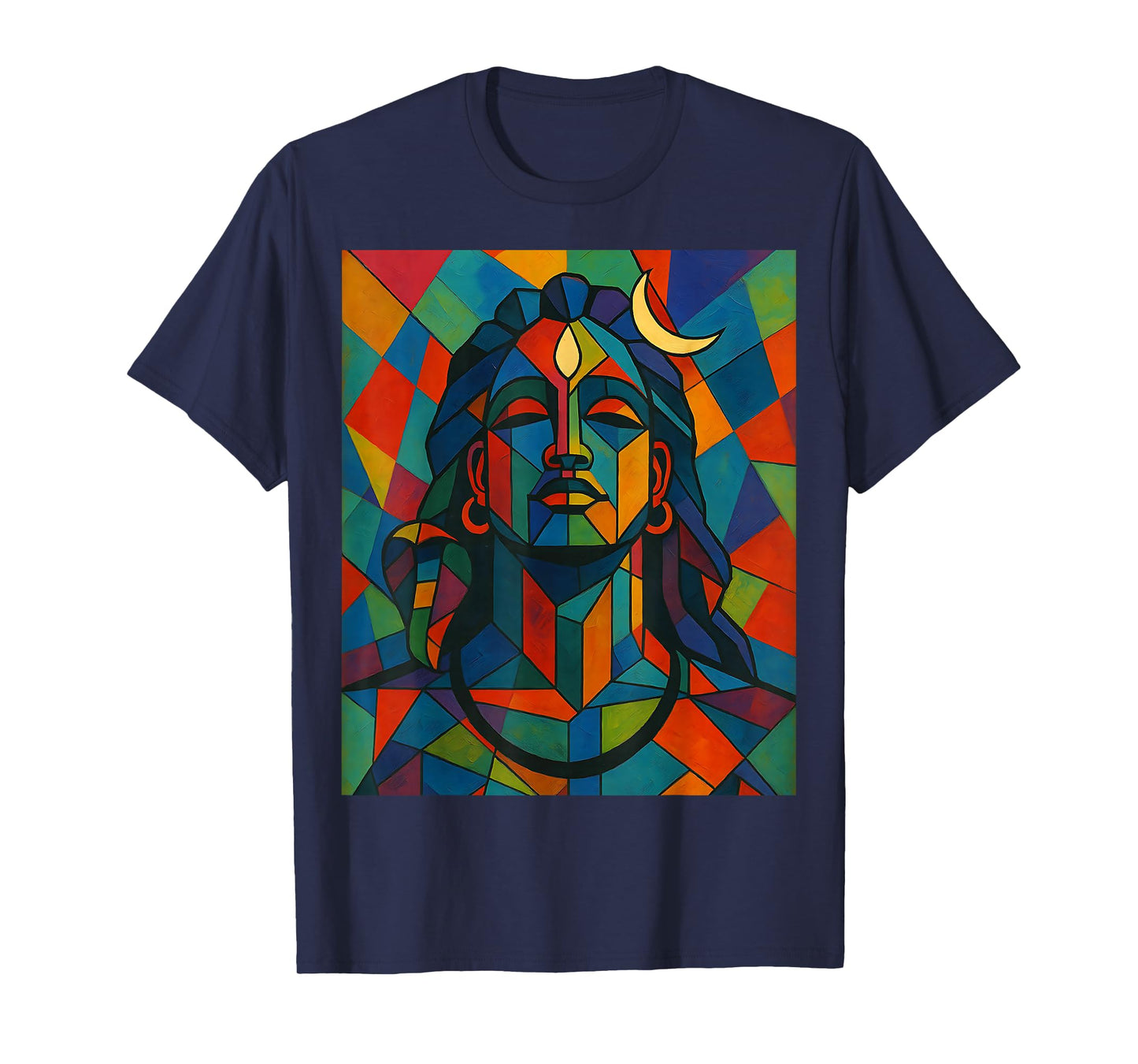 Adiyogi Shiva Modern Cubist Stained Glass Style God of Yoga T-Shirt