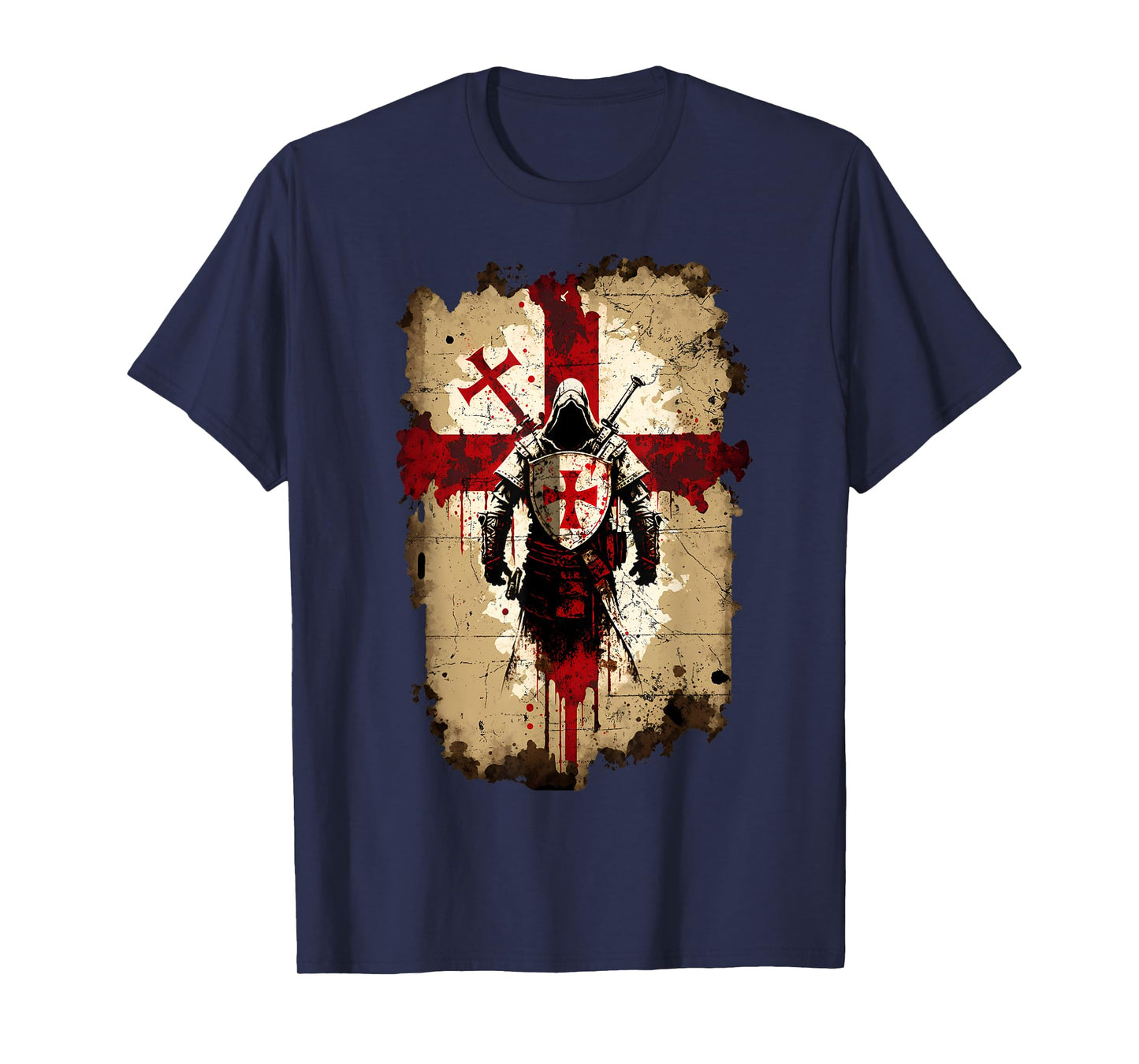 Knights Templar Crusader Cross Soldier of Christ Flag T-Shirt
