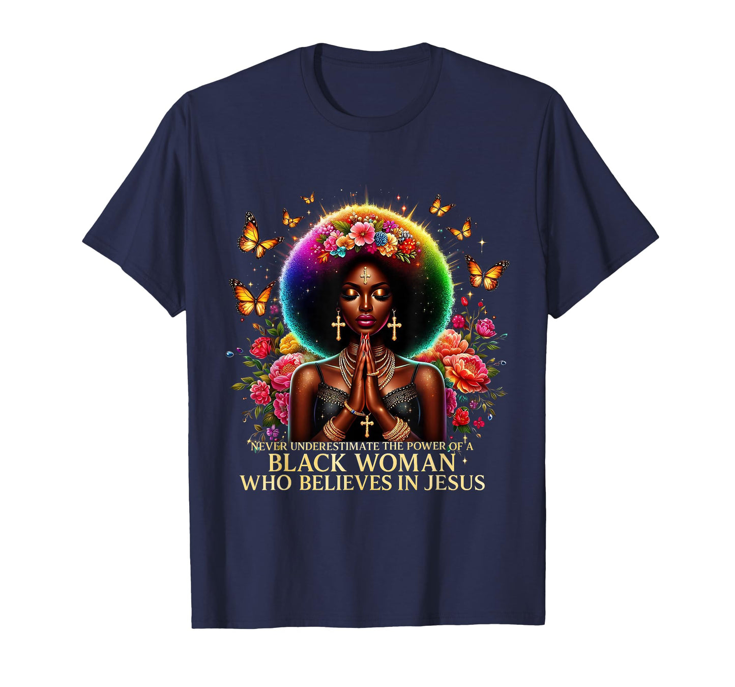 Black Woman Faith Inspirational Believes Jesus Powerful T-Shirt