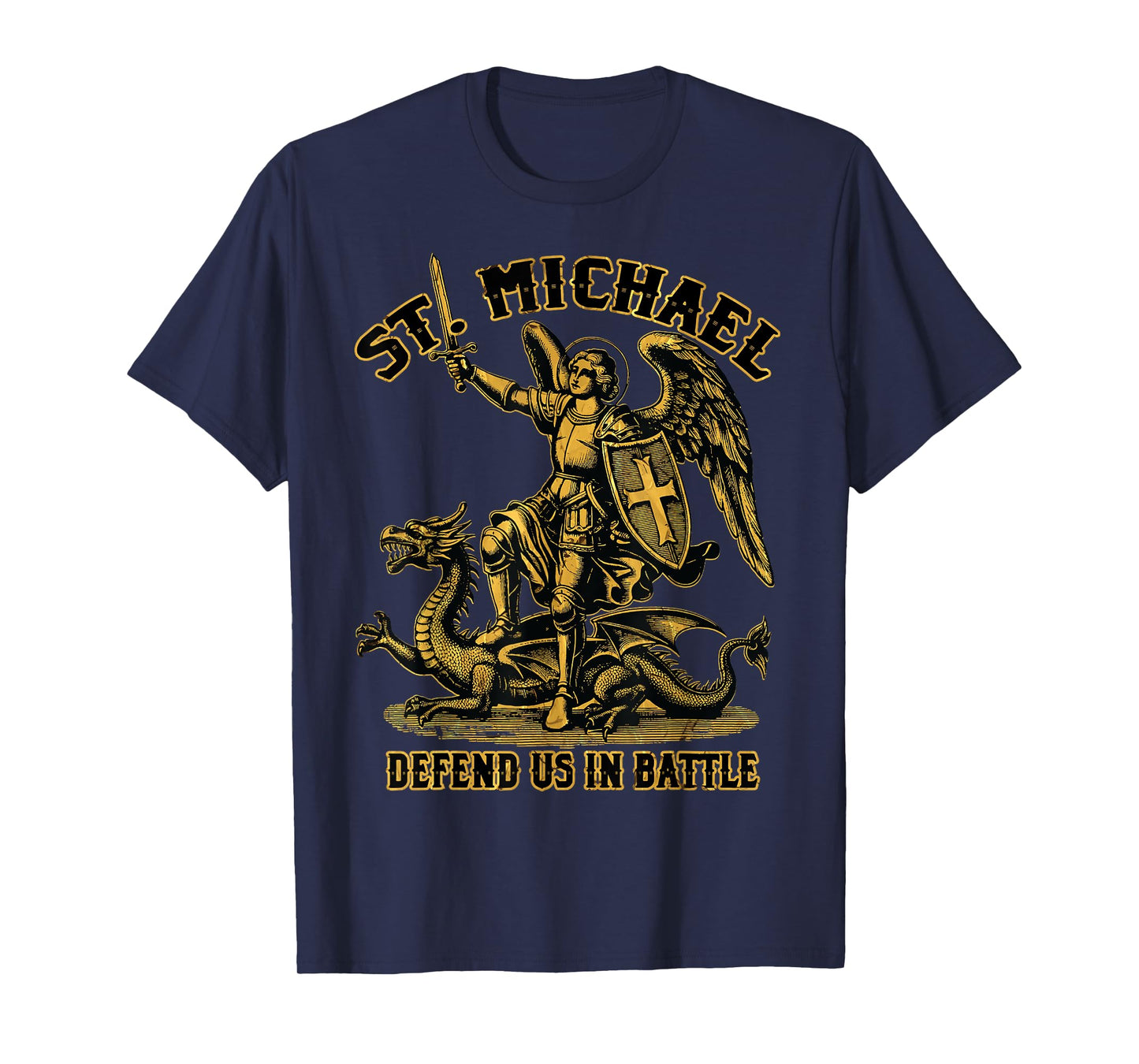 Saint Michael Prayer Defend Battle Catholic Christian Faith T-Shirt