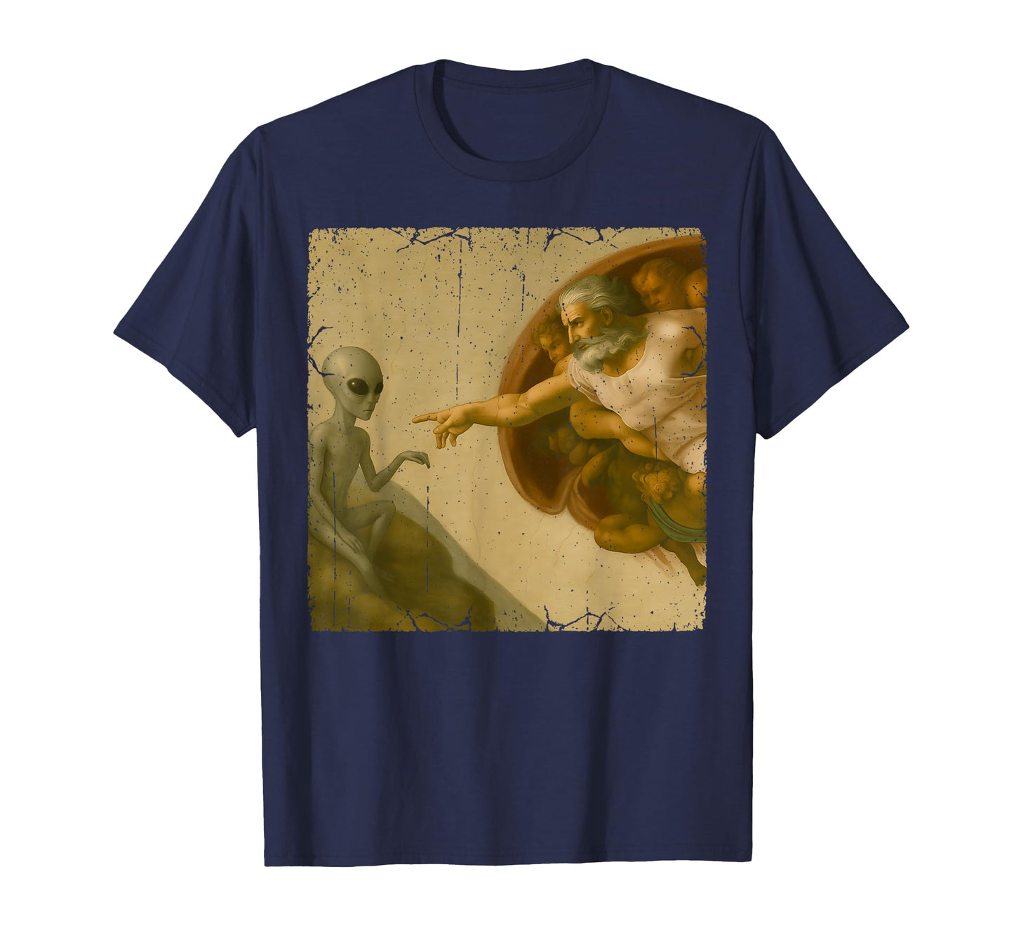 Grey Alien God Creation of Adam Meme Funny Memes T-Shirt