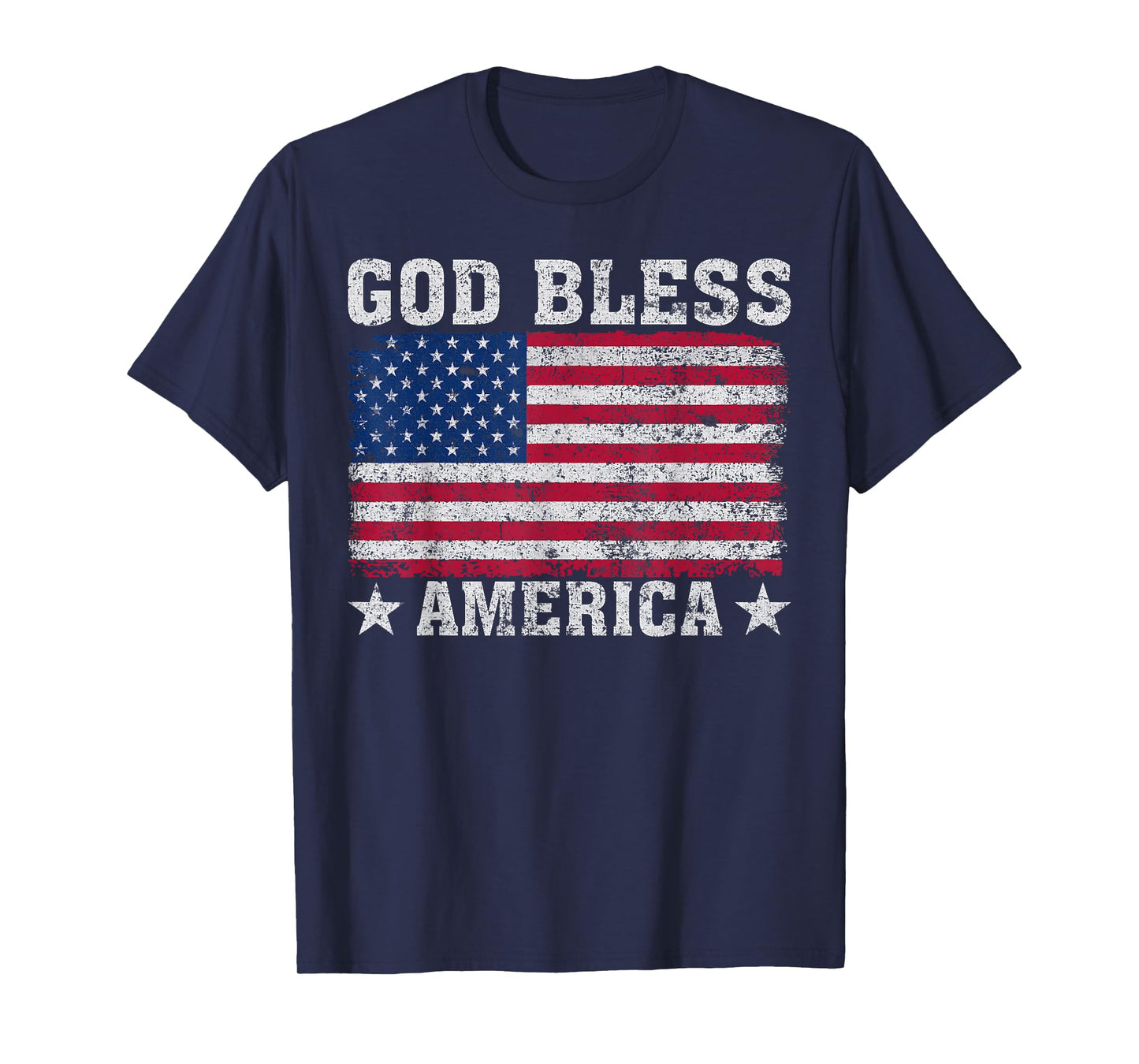 God Bless America US Flag - Patriotic American T-Shirt for Women Men