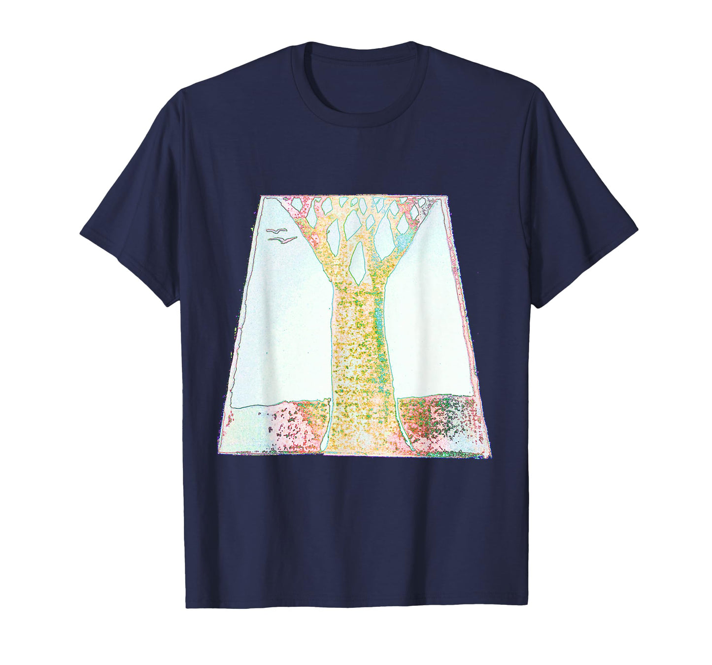 Artistic Tree Birds Trapezoid T-Shirt