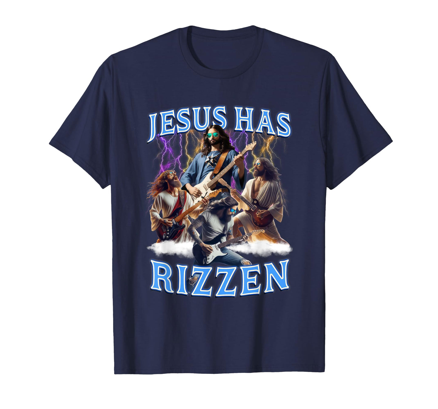Jesus Has Rizzen Vintage Christian Electric Guitar Jesus Men T-Shirt