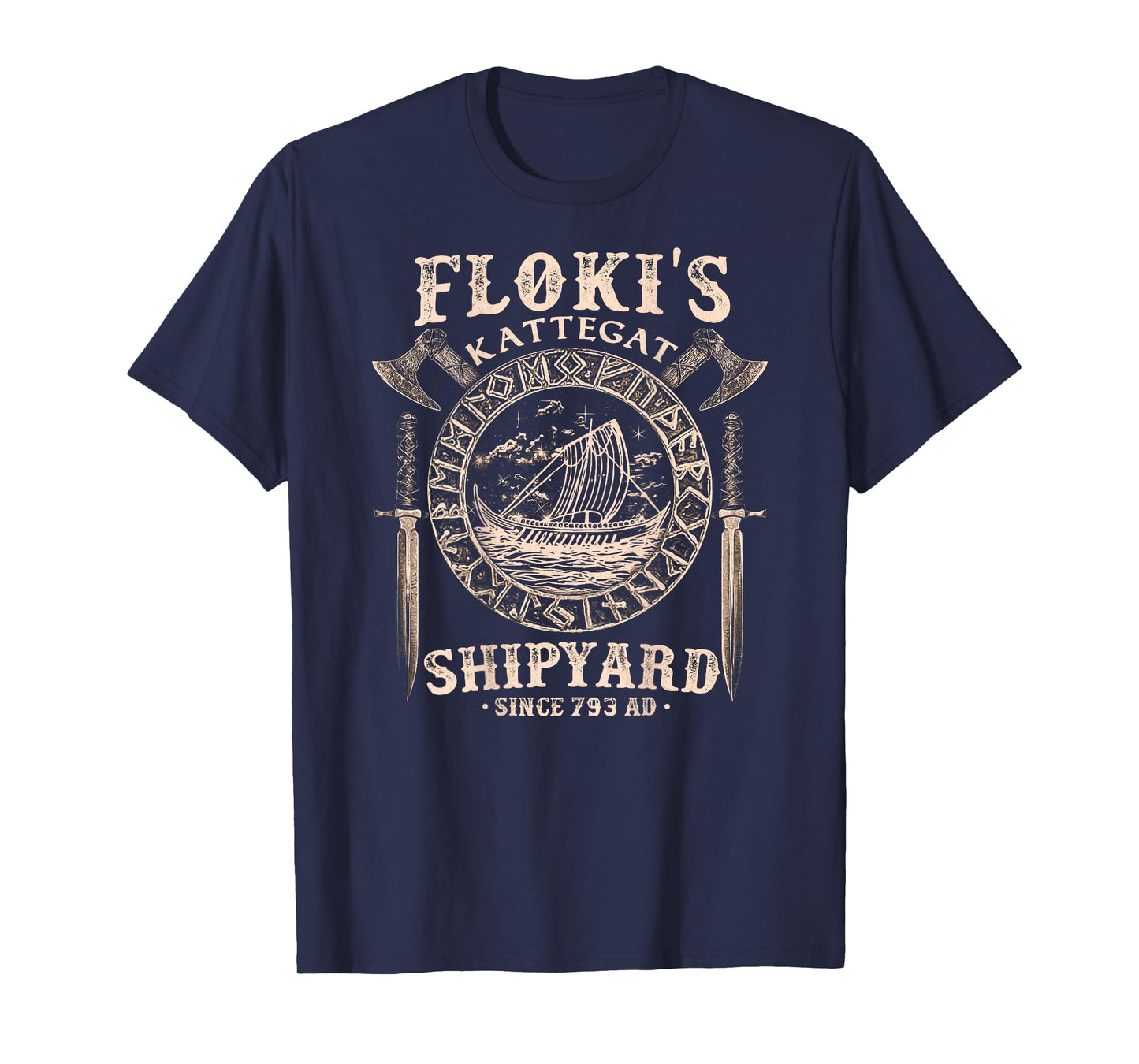 Flokis Shipyard Kattegat Viking Ship and Sword Vikings Rise T-Shirt