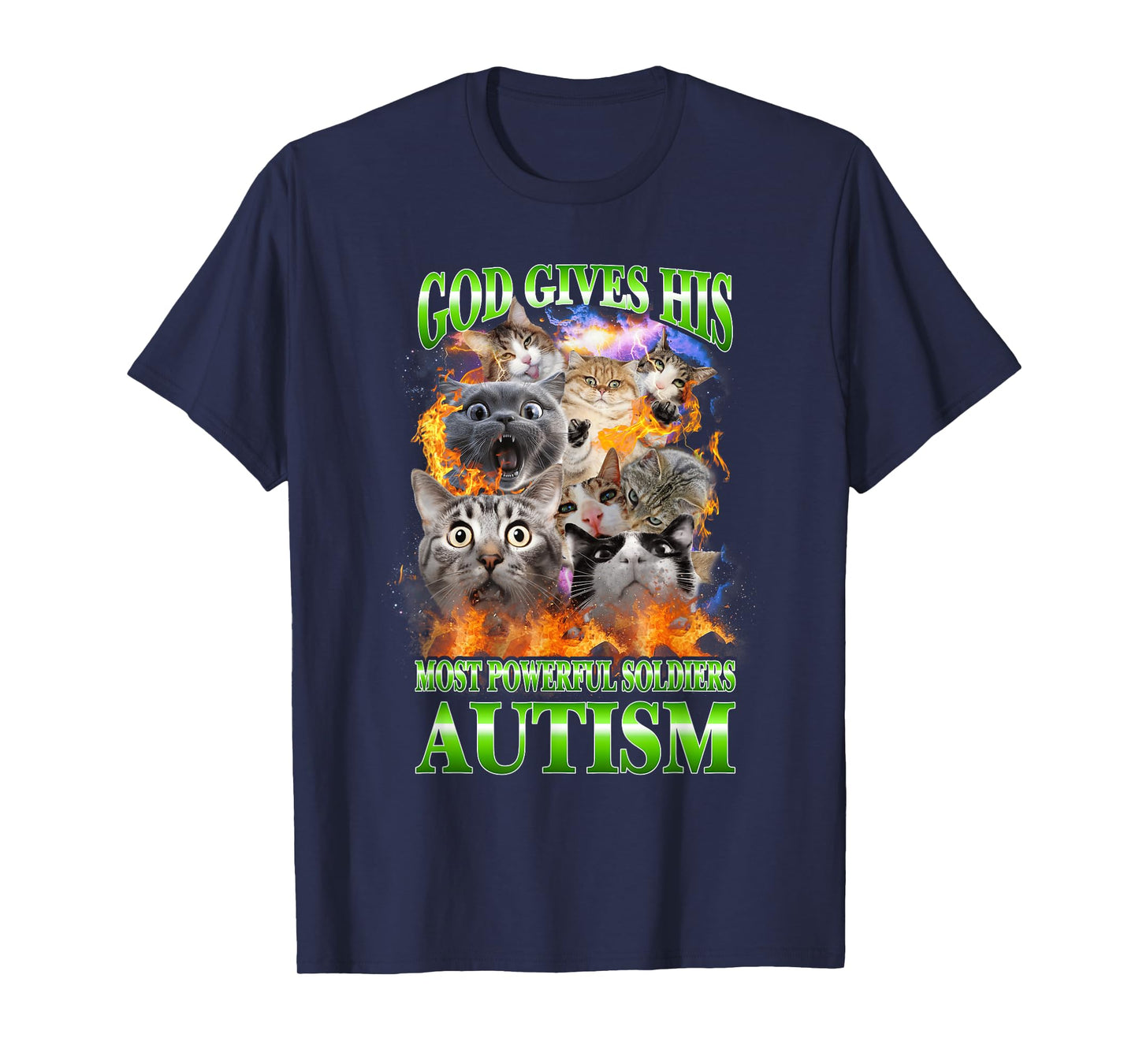 God Gives His Most Powerful Autism Funny Cat Meme Bootleg T-Shirt
