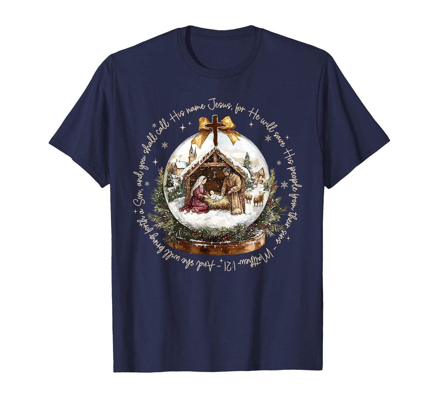 Jesus Christian Faith Merry Christmas Snowflake Xmas Holiday T-Shirt