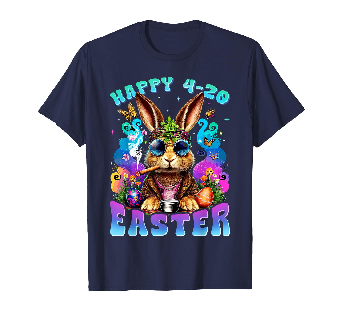 Happy 420 Easter Funny Smoking Easter Bunny Men Women T-Shirt