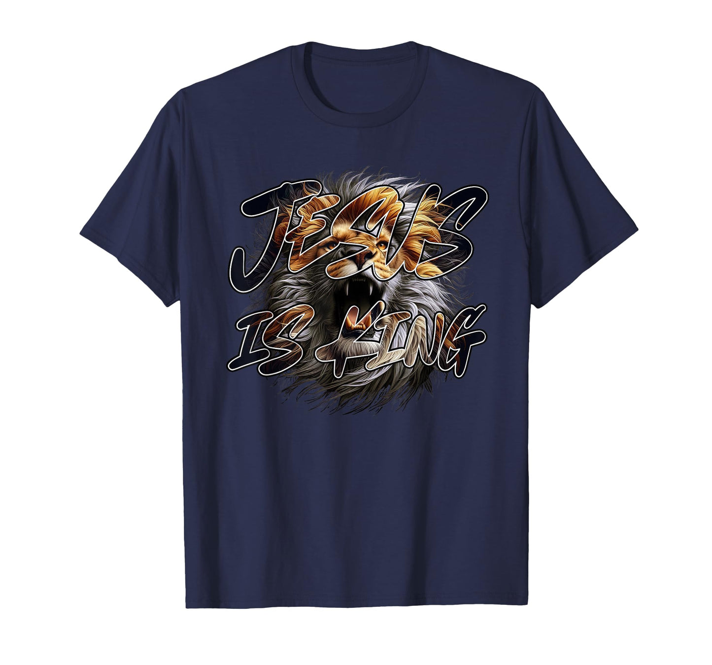 Christian Jesus is King with Striking Lion of Judah Graphics T-Shirt