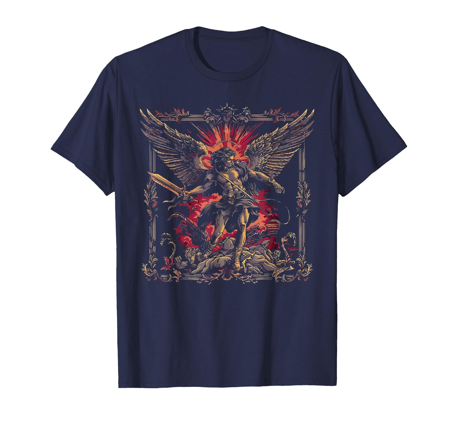 Archangel Catholic Religion Christianity Guardian Angel T-Shirt - Archangel MiZa Apparel - Unisex - Religious Theme - Black - Small - Short Sleeve