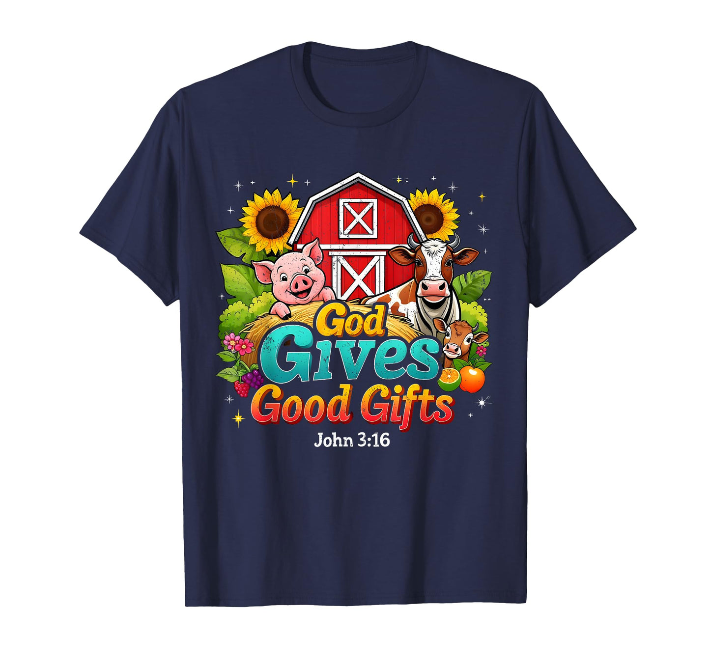 God Gives Good Gifts Farm Bible Verse Yee Haw VBS 2025 T-Shirt