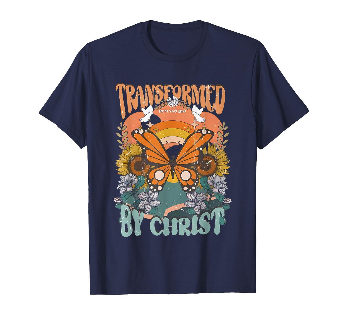 Transformed By Christ Butterfly Christian Jesus Faith Cross T-Shirt