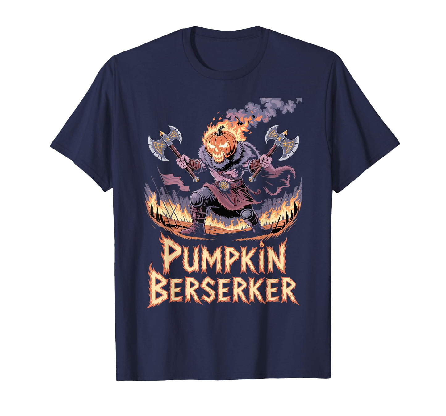 Pumpkin Head Berserker - Funny Viking Warrior Halloween T-Shirt
