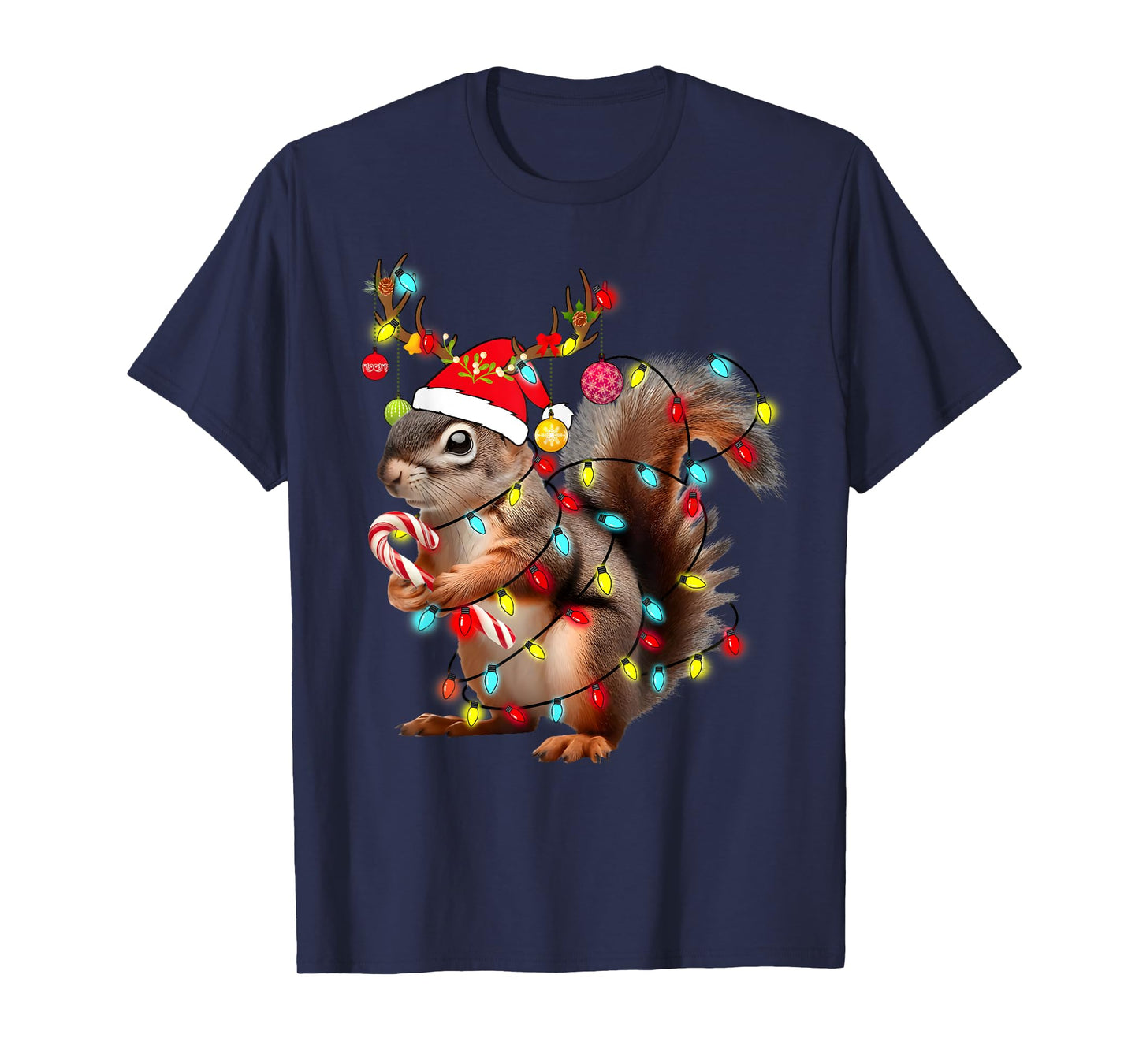 Squirrels Christmas Lights Funny Xmas Squirrel Lover Pajama T-Shirt