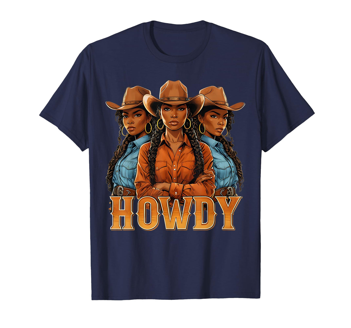 Howdy Retro Western Melanin Black Cowgirl African Women T-Shirt