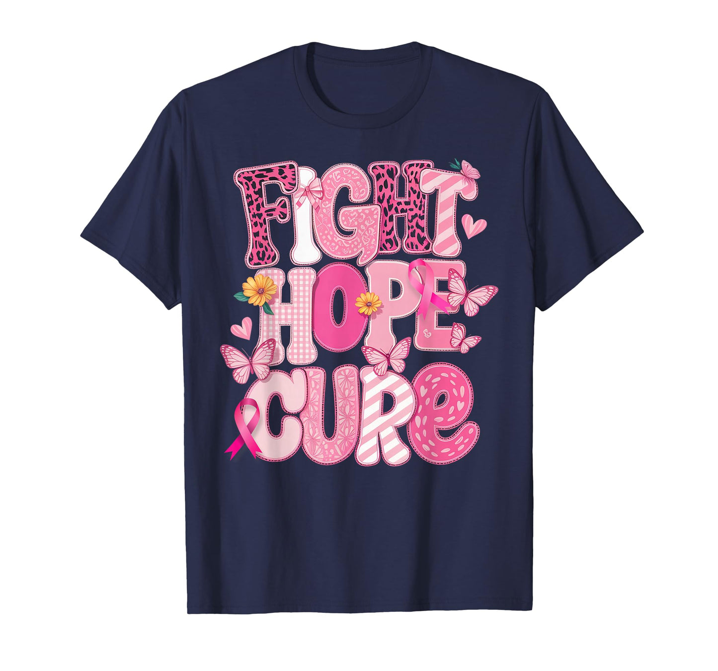Faith Hope Cure Breast Cancer Awareness T-Shirt