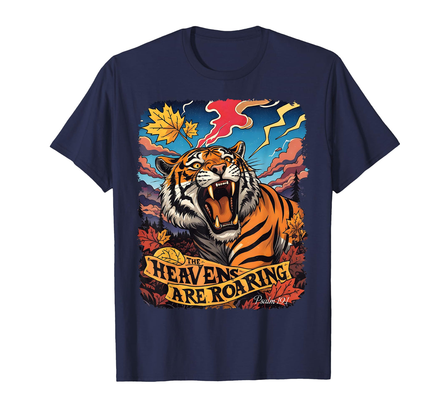 Retro The Heavens are Roaring Tiger Psalm 19:1 Christian T-Shirt