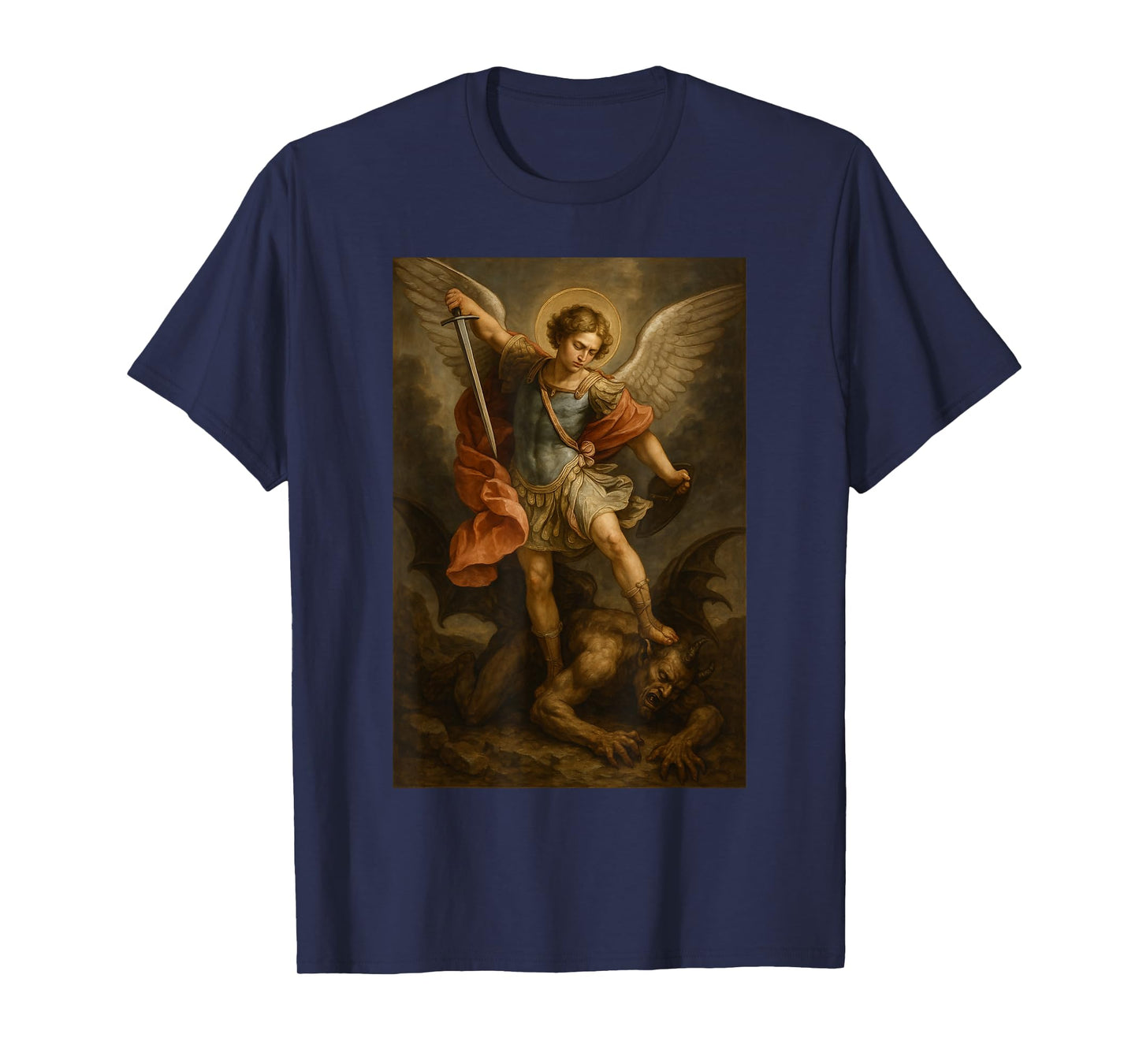 Archangel Michael Defeats Satan - St Michael Prayer T-Shirt