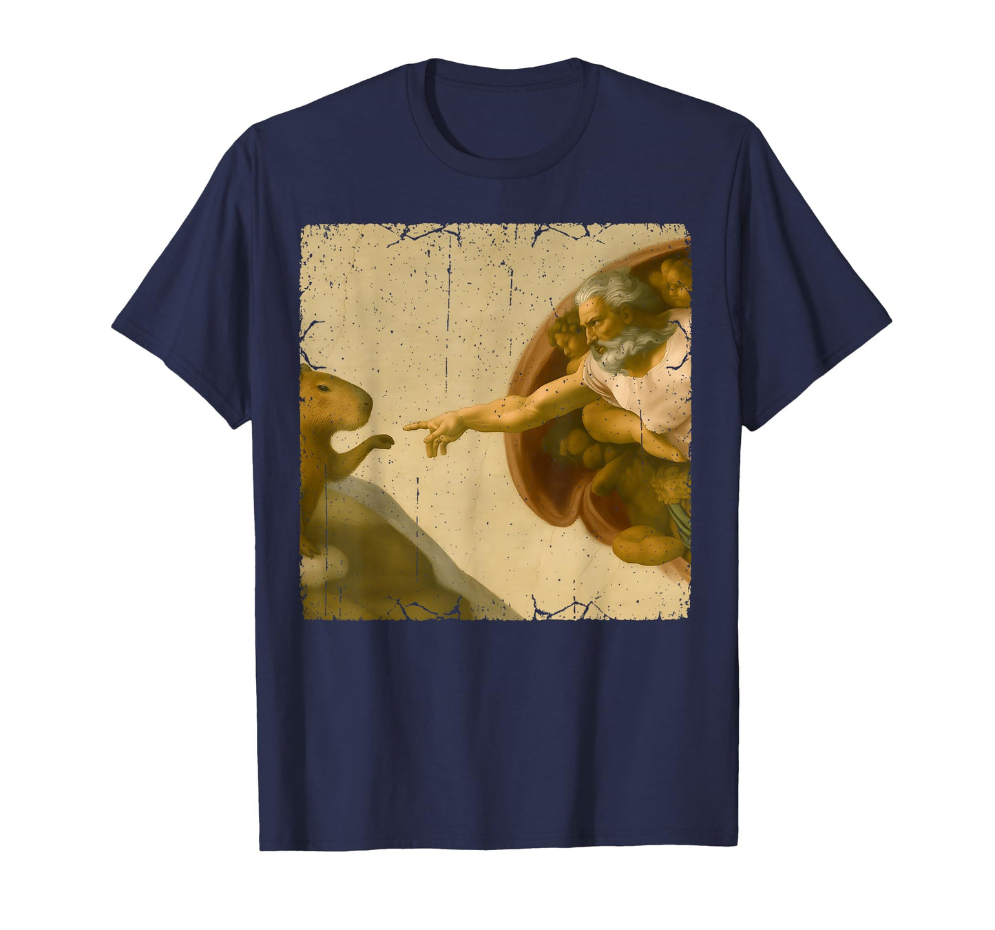 Capybara God Creation of Adam Meme Funny Memes T-Shirt