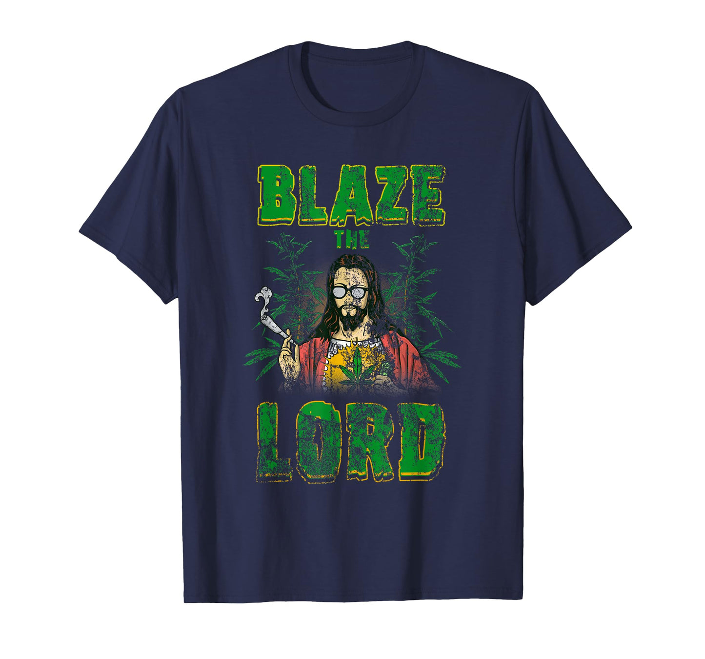 Vintage CBD Cannabis Jesus Shirt Blaze The Lord Funny AF 420