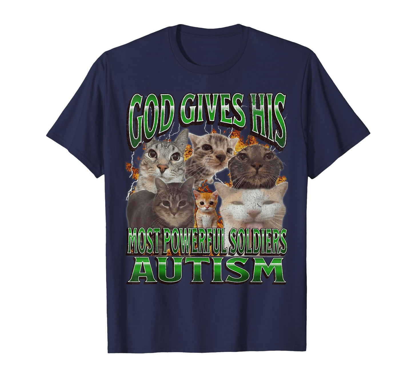 God Gives His Most Powerful Autism Funny Cat Meme Bootleg T-Shirt